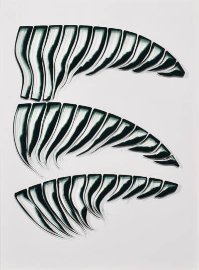Günter Nosch, Verabredetes Grün, Handlung 3, 2024, Acryl und Tusche hinter Glas, 80 x 60 cm